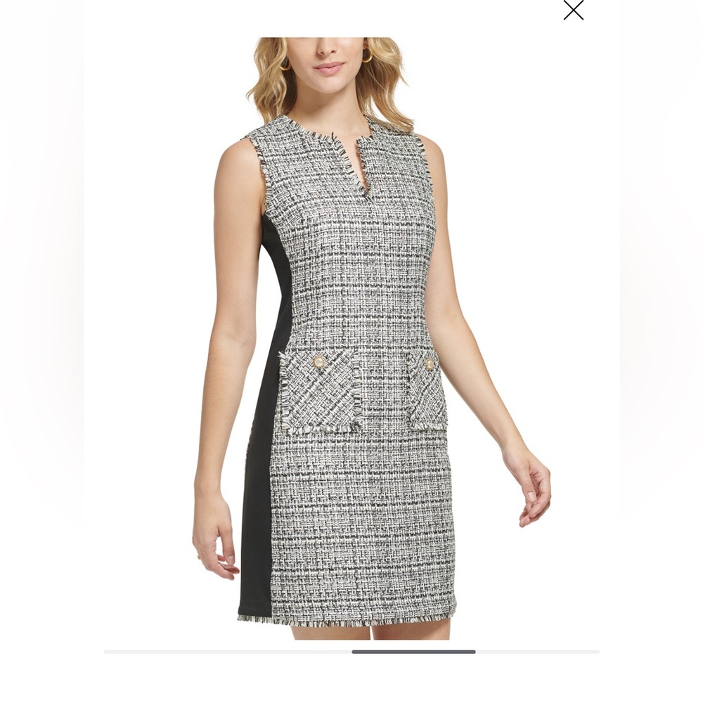 Karl Lagerfeld Paris Women’s Tweed Sleeveless Sheath Dress